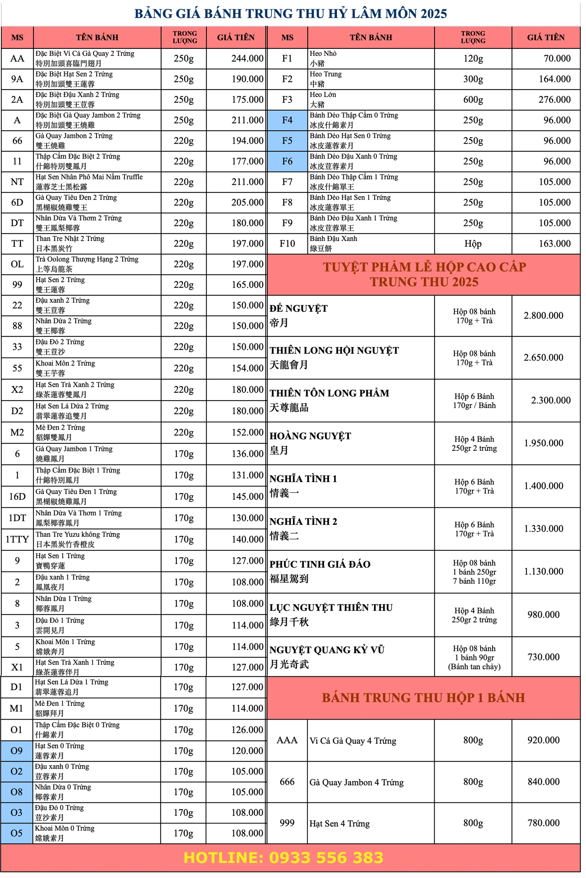 Bảng Giá Bánh Trung Thu Hỷ Lâm Môn 2025 1 bảng giá bánh trung thu hỷ lâm môn